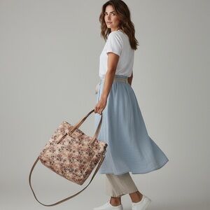 LC Lauren Conrad Floral Beige and Pink Shoulder Bag